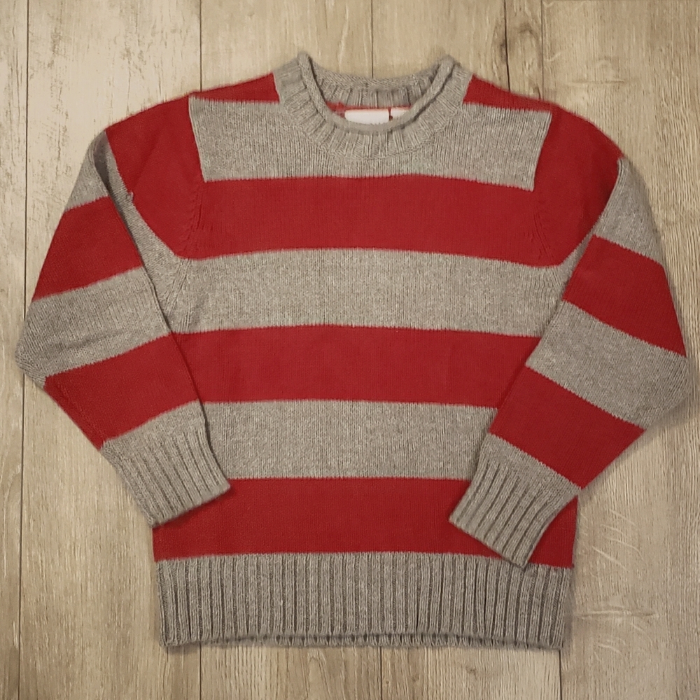 BOYS SONOMA BOYS STRIPPED RED/GREY SWEATER - Size XL/7X